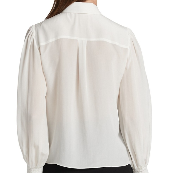 Alice + Olivia Willa Embellished Silk Top - Picture 3 of 4